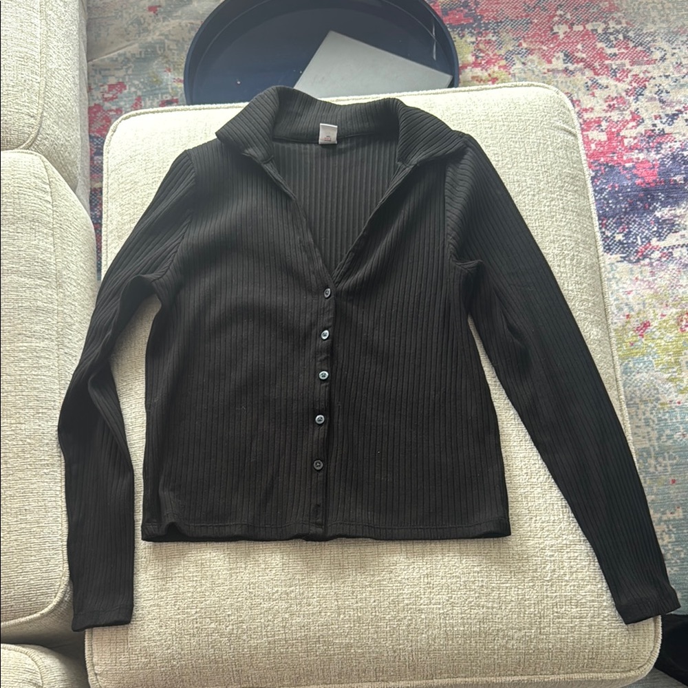 Old Navy Black Long Sleeve Button Down Shirt